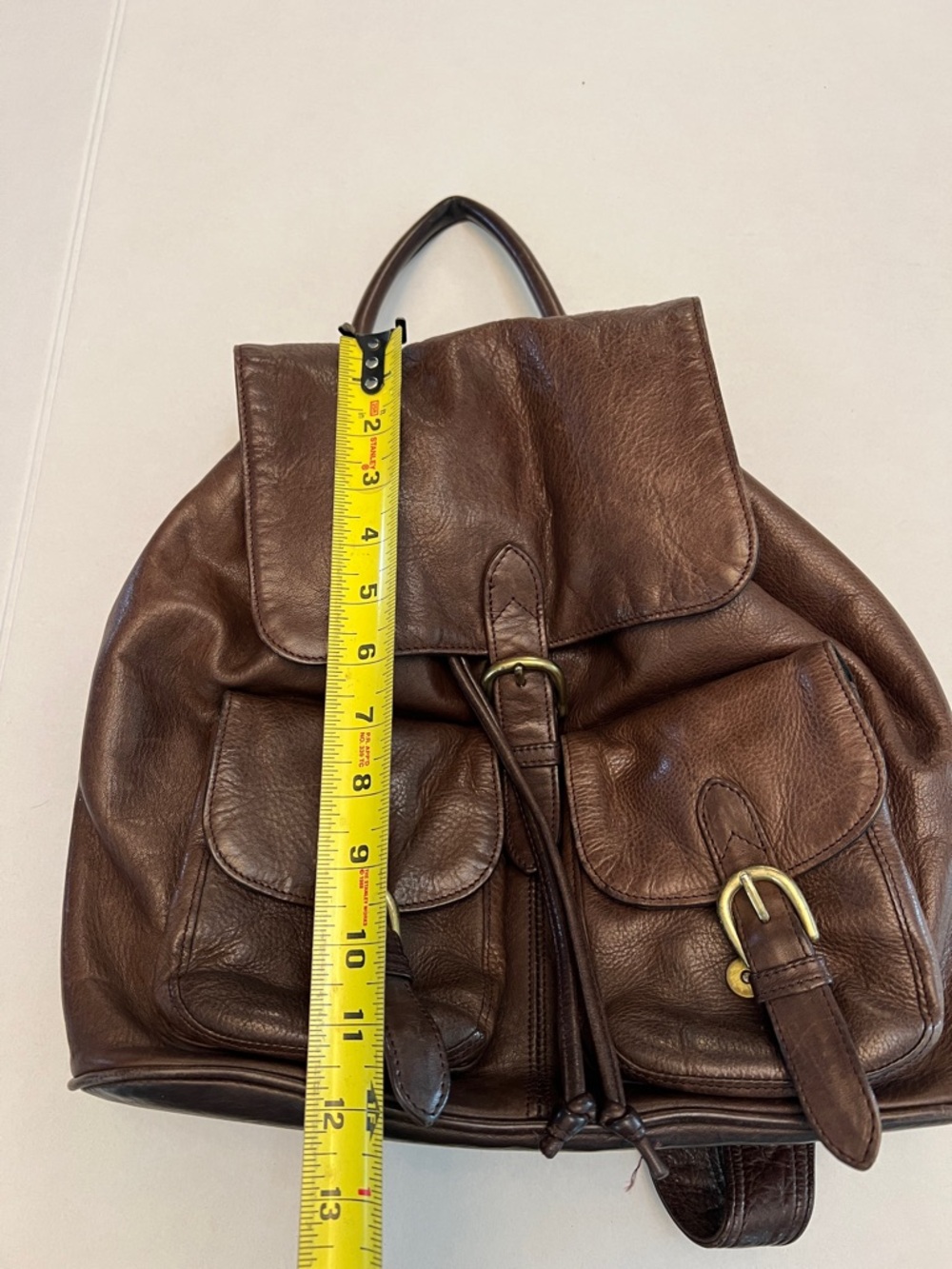 Boulder Ridge Brown Leather drawstring  Backpack Bag - Picture 12 of 16